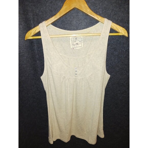 Fat Face Tops - Fat Face Women's Cream Tank Eyelet Allover Ribbed Summer Blouse Cami Button Top